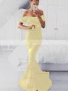 Trumpet/Mermaid Off-the-shoulder Silk-like Satin Sweep Train Appliques Lace Prom Dresses #Favs020105022