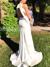 Trumpet/Mermaid Scoop Neck Chiffon Sweep Train Split Front Prom Dresses #Favs020105151