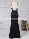Sheath/Column V-neck Jersey Floor-length Appliques Lace Prom Dresses #Favs020103574