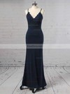 Sheath/Column V-neck Jersey Floor-length Appliques Lace Prom Dresses #Favs020103574