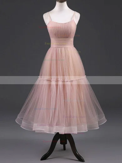 A-line Square Neckline Tulle Tea-length Prom Dresses #Favs020108349