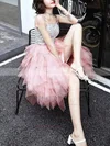 A-line Square Neckline Tulle Sequined Knee-length Tiered Prom Dresses #Favs020108778