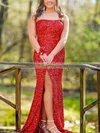 Trumpet/Mermaid Strapless Sequined Floor-length Split Front Prom Dresses #Favs020108012