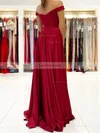 A-line Off-the-shoulder Silk-like Satin Sweep Train Split Front Prom Dresses #Favs020107992