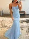 Sheath/Column Scoop Neck Tulle Floor-length Appliques Lace Prom Dresses #Favs020108009