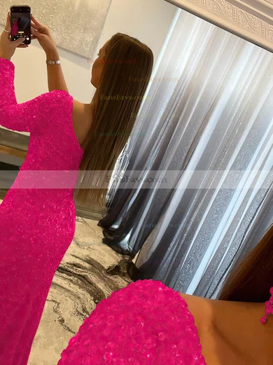 Sheath/Column One Shoulder Sequined Floor-length Split Front Prom Dresses #Favs020108013