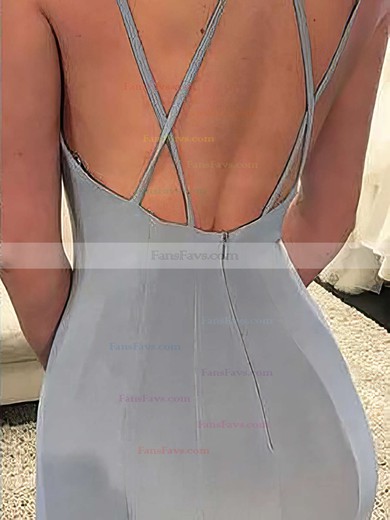 Trumpet/Mermaid V-neck Silk-like Satin Sweep Train Split Front Prom Dresses #Favs020105205