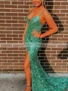 Sheath/Column V-neck Sequined Floor-length Split Front Prom Dresses #Favs020108015