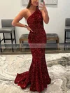Trumpet/Mermaid One Shoulder Sequined Floor-length Prom Dresses #Favs020108016