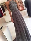 A-line Square Neckline Chiffon Floor-length Beading Prom Dresses #Favs020108050