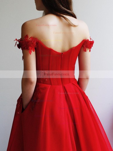 Ball Gown Off-the-shoulder Tulle Floor-length Appliques Lace Prom Dresses #Favs020108052