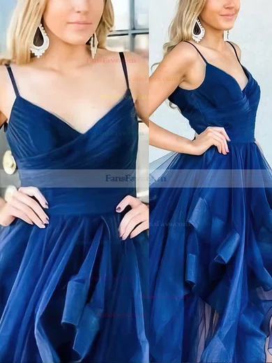 Princess V-neck Tulle Floor-length Pleats Prom Dresses #Favs020108060