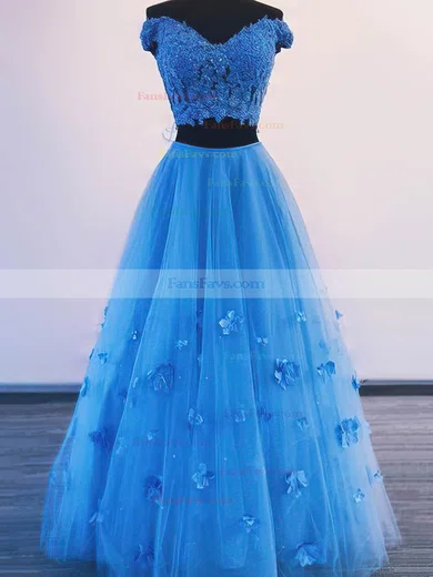 A-line Off-the-shoulder Tulle Floor-length Sequins Prom Dresses #Favs020108072