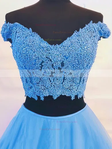 A-line Off-the-shoulder Tulle Floor-length Sequins Prom Dresses #Favs020108072