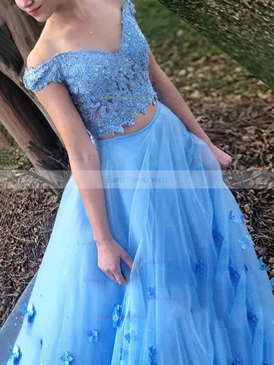 A-line Off-the-shoulder Tulle Floor-length Sequins Prom Dresses #Favs020108072