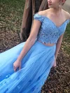 A-line Off-the-shoulder Tulle Floor-length Sequins Prom Dresses #Favs020108072