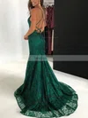 Trumpet/Mermaid V-neck Lace Sweep Train Prom Dresses #Favs020108073