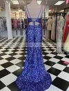Trumpet/Mermaid V-neck Sequined Sweep Train Split Front Prom Dresses #Favs020108077