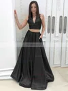 Princess V-neck Satin Floor-length Pockets Prom Dresses #Favs020105234