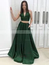 Princess V-neck Satin Floor-length Pockets Prom Dresses #Favs020105234