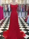 Sheath/Column Square Neckline Tulle Sweep Train Beading Prom Dresses #Favs020108120