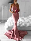 Trumpet/Mermaid Strapless Stretch Crepe Sweep Train Prom Dresses #Favs020108143
