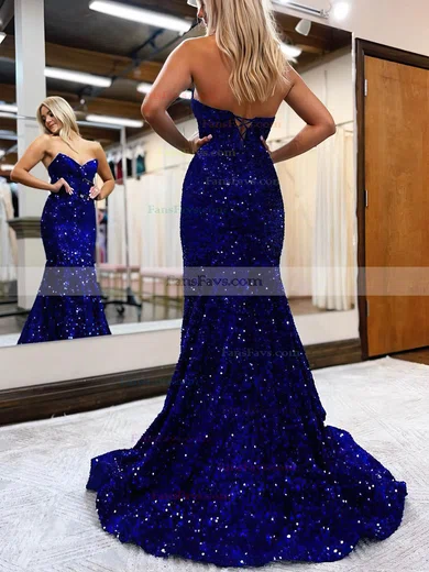 Trumpet/Mermaid Sweetheart Sequined Sweep Train Prom Dresses #Favs020108198