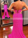 Sheath/Column V-neck Sequined Sweep Train Split Front Prom Dresses #Favs020108165