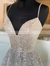A-line V-neck Sequined Sweep Train Prom Dresses #Favs020108179