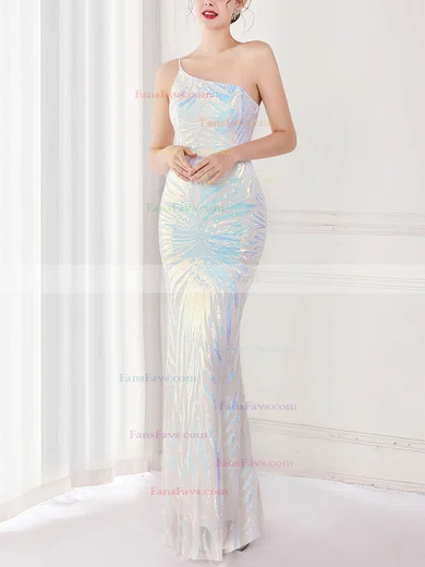 Trumpet/Mermaid One Shoulder Sequined Sweep Train Prom Dresses #Favs020108185