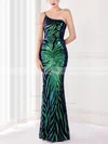 Trumpet/Mermaid One Shoulder Sequined Sweep Train Prom Dresses #Favs020108185