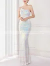 Trumpet/Mermaid One Shoulder Sequined Sweep Train Prom Dresses #Favs020108185