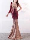 Trumpet/Mermaid One Shoulder Sequined Sweep Train Prom Dresses #Favs020108186