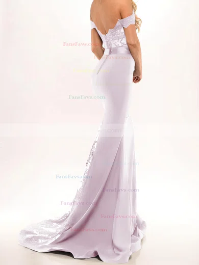 Trumpet/Mermaid Off-the-shoulder Stretch Crepe Sweep Train Beading Prom Dresses #Favs020103589