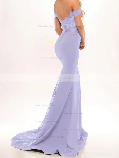 Trumpet/Mermaid Off-the-shoulder Stretch Crepe Sweep Train Beading Prom Dresses #Favs020103589