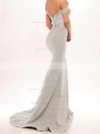 Trumpet/Mermaid Off-the-shoulder Stretch Crepe Sweep Train Beading Prom Dresses #Favs020103589