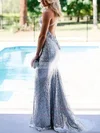 Trumpet/Mermaid V-neck Sequined Sweep Train Appliques Lace Prom Dresses #Favs020108312