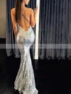 Trumpet/Mermaid V-neck Sequined Sweep Train Appliques Lace Prom Dresses #Favs020108312