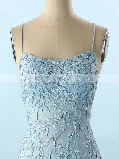 Trumpet/Mermaid Square Neckline Lace Tulle Sweep Train Appliques Lace Prom Dresses #Favs020108233