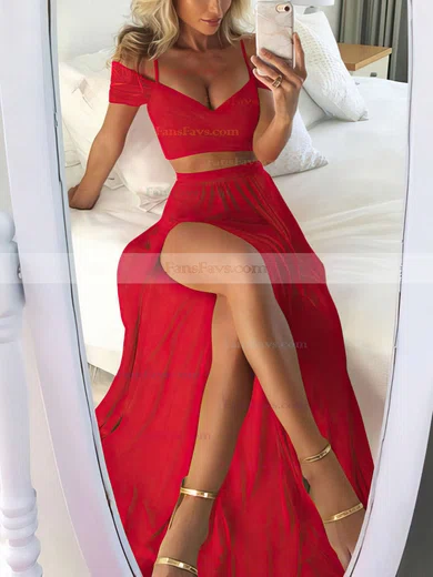 A-line Off-the-shoulder Silk-like Satin Floor-length Split Front Prom Dresses #Favs020105268