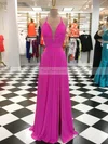A-line V-neck Chiffon Floor-length Ruffles Prom Dresses #Favs020105273