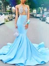 Trumpet/Mermaid Scoop Neck Stretch Crepe Sweep Train Beading Prom Dresses #Favs020108272