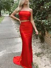 Trumpet/Mermaid Strapless Silk-like Satin Sweep Train Prom Dresses #Favs020108290