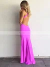 Sheath/Column Scoop Neck Jersey Floor-length Split Front Prom Dresses #Favs020105277