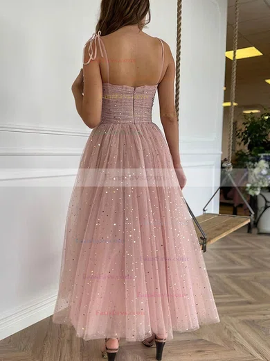 A-line Square Neckline Tulle Ankle-length Pockets Prom Dresses #Favs020108526