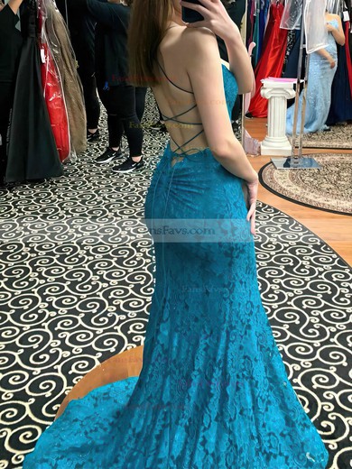 Trumpet/Mermaid Square Neckline Lace Sweep Train Beading Prom Dresses #Favs020108537