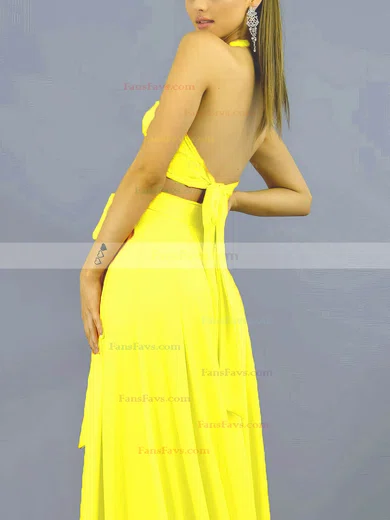 A-line Halter Jersey Sweep Train Bow Prom Dresses #Favs020108438