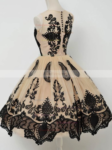 A-line Scoop Neck Lace Tulle Short/Mini Appliques Lace Prom Dresses #Favs020108456