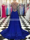 A-line Square Neckline Silk-like Satin Sweep Train Prom Dresses #Favs020108384