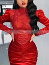 Trumpet/Mermaid High Neck Velvet Sweep Train Lace Prom Dresses #Favs020108554